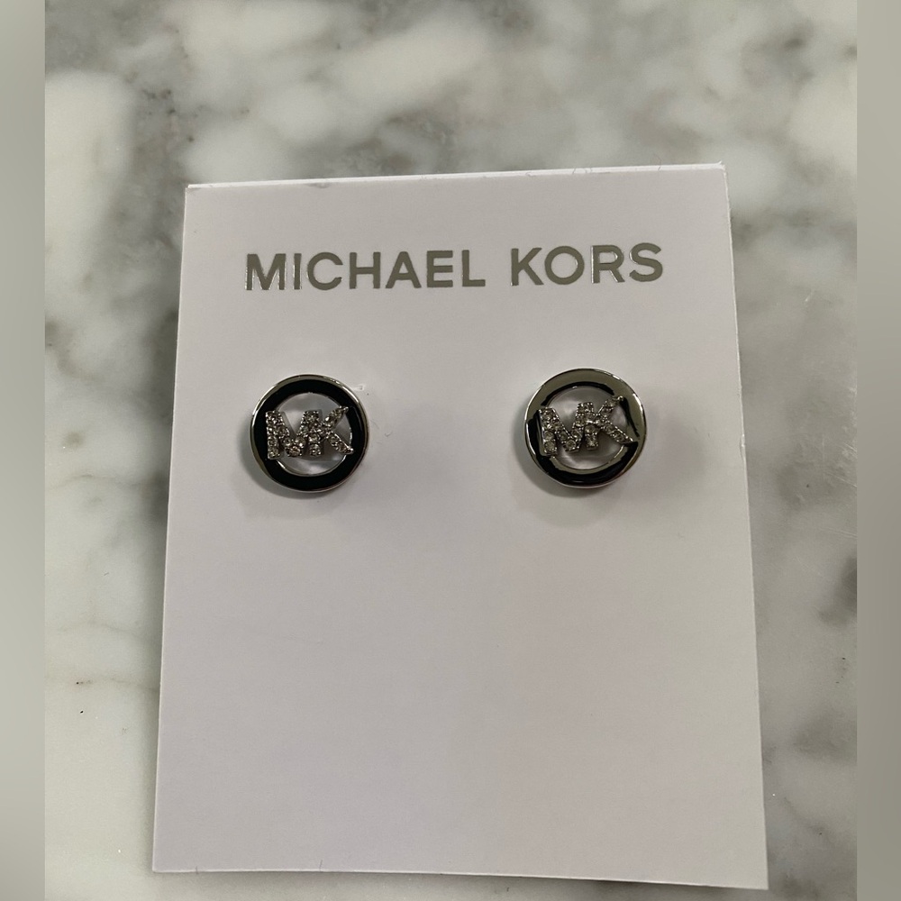 Michael Kors Silver Logo Earrings